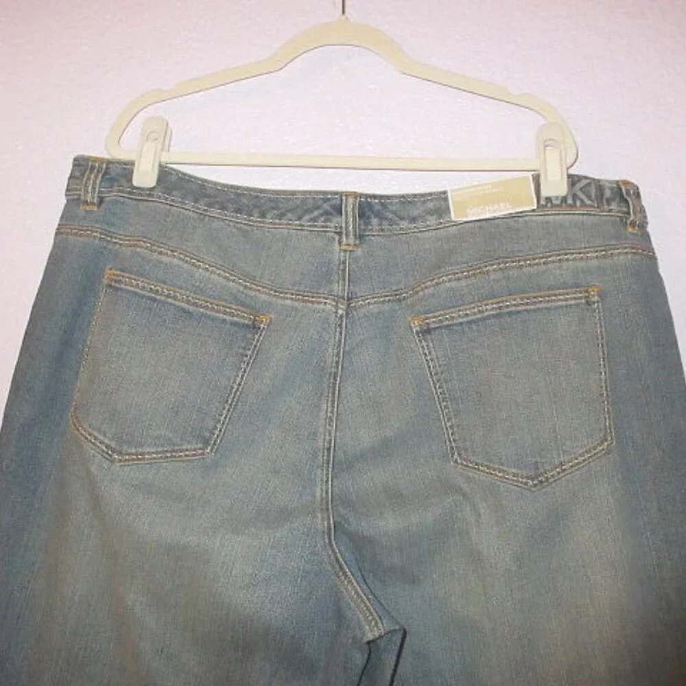 Michael Kors Wide Leg Jeans Womens 22W Stretch Denim High Rise Greenwich NWT